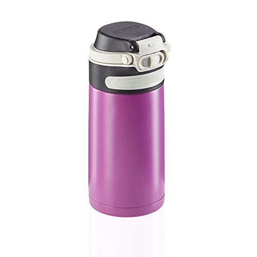 Leifheit Flip Borraccia termica 350 ml, Borraccia acciaio con chiusura ermetica e resistente al calore, Pratico thermos caffè portatile, lilla