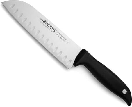 Arcos Serie Menorca, Coltello Santoku Coltello Giapponese, Lama Acciaio Inossidabile NITRUM 180 mm, Manico Polipropilene, Colore Nero