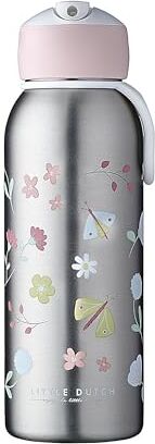 Mepal Borraccia Ermetica Flip-up Campus Borracce Ermetiche per Bambini Borraccia in Acciaio Inox 9 Ore di Calore e 12 Ore di Freschezza Senza BPA 350 ml Flowers & Butterflies