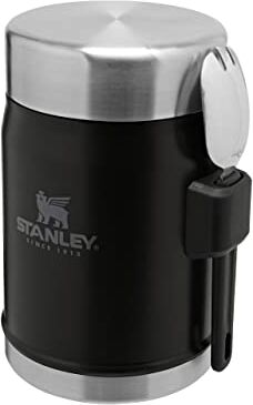 Stanley Classic Legendary Food Jar 0.4L con Cucchiaio-Forchetta Contenitore Termico per Alimenti Caldi Thermos Mantiene Caldo o Freddo per 7 Ore Lavabile in Lavastoviglie Matte Black