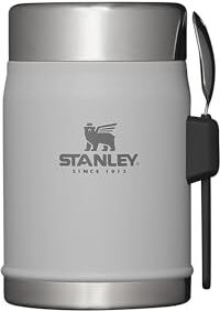 Stanley Classic Legendary Food Jar 0.4L con Cucchiaio-Forchetta Contenitore Termico per Alimenti Caldi Thermos Mantiene Caldo o Freddo per 7 Ore Lavabile in Lavastoviglie Senza BPA Cenere