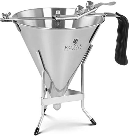 Royal Catering Imbuto Dosatore per Dolci e Creme Erogatore Creme RCSD-10 (Acciaio inox, Con pistone, 1,8 L, 3 punte di riempimento)