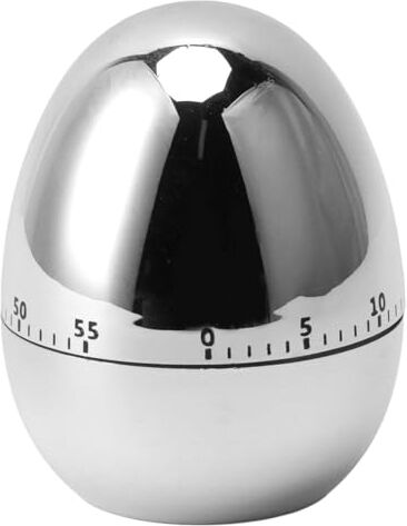 Gigicial Giggial Timer da Cucina Meccanico da 60 Minuti, Timer Meccanico Modello Uovo, Per Cucinare, Leggere, Giocare, Lezione E Sport(argento)