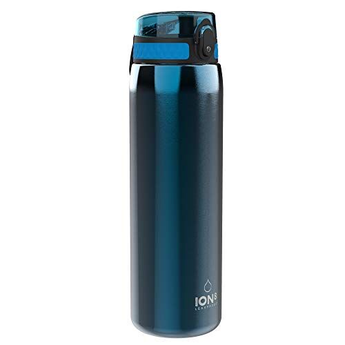 Ion8 Borraccia Acciaio Inox 1.2L, a Prova di Perdite, Facile da Aprire, Serratura Sicura, Lavabile in Lavastoviglie, Maniglia per il Trasporto, Durevole, Metallo Blu