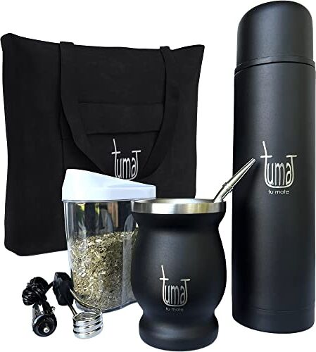 TUMA TU MATE Kit completo Yerba Mate – include Mate Cup, Straw (Bombilla), thermos da 750 ml, sacchetto e due regali (contenitore Yerbero e scaldabagno ad immersione)