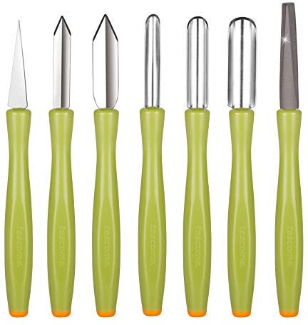 Tescoma 422010 Presto Carving Set di Utensili Decora Verdure, Acciaio Inossidabile, Verde/Arancio