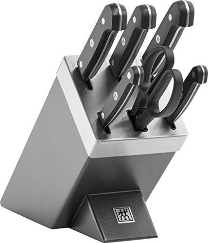 ZWILLING Gourmet Set di Coltelli con Ceppo con Sistema Auto Affilante, 7 Pezzi, Grigio