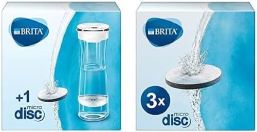 Brita Fill&Serve Bottiglia filtrante +  MicroDisc 1020107 Dischi Filtranti per Acqua