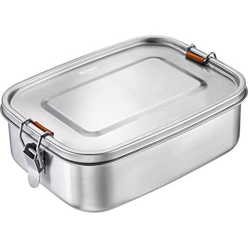 Westmark Lunch Box, capacità 1500 ml, con guarnizione in silicone, divisorio in acciaio inox e silicone, Viva Maxi, colore: Argento
