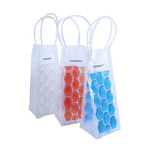 Fackelmann Sacchetto Refrigerante Raffredda bottiglie con maniglie per il trasporto, in plastica Disponibile nei colori: rosso, blu e trasparente Dim 37x10x2 cm Ingombro pack: 37x12x2 cm