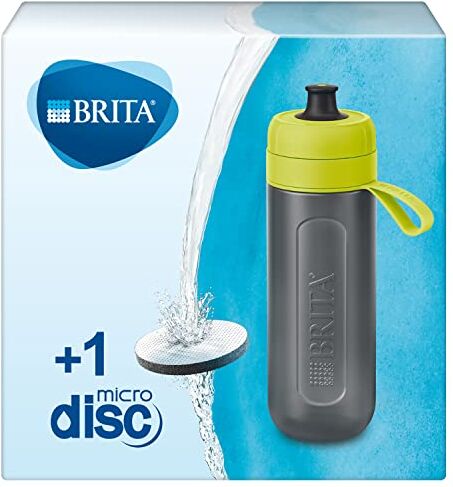 Brita Bottiglia con Filtro per l'acqua Integrato Fill & Go Active, plastica, Lime, 7.6 x 8 x 25.5 cm