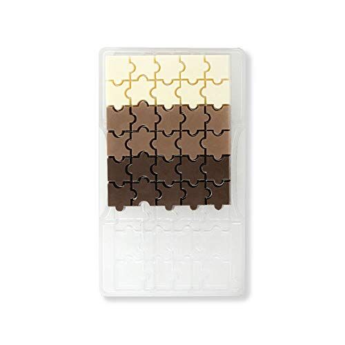 Decora Stampo Professionale Cioccolatino Puzzle, 32 Cavità, 10 x h 20 Mm, In Policarbonato, Ideale per Realizzare Cioccolatini Lucidi e Croccanti, Design Professionale, Made in Italy