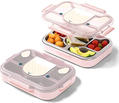 monbento Lunch Box Bambini MB Wonder Sheep Porta Pranzo con Scomparti Vassoio Amovibile De Acciaio Inossidabile Perfetto a Scuola/Parco Senza BPA Sicuro Per Uso Alimentare Rosa