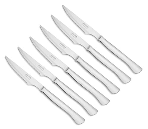 Arcos Coltelleria da Tavola, Set di coltelli da bistecca 6 pezzi, Monoblocco Unipezzo 110 mm,, Colore Argento