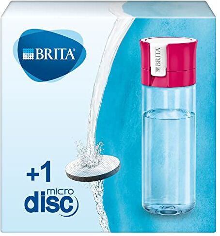 Brita Bottiglia con filtro per l'acqua, riduce il cloro e le impurità organiche, senza BPA, rosa, 600 ml