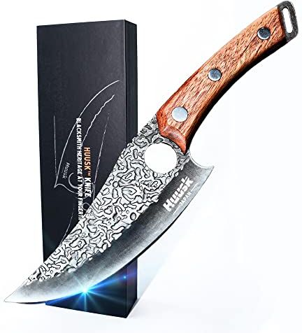 Huusk Coltello Chef Giapponese Perfetto Per Tagliare, Disossare e Tritare. Pensato Per Equilibrio e Controllo, Fondendo Stile Moderno e Fascino Tradizionale. Per Casa, Cucina o All’aperto