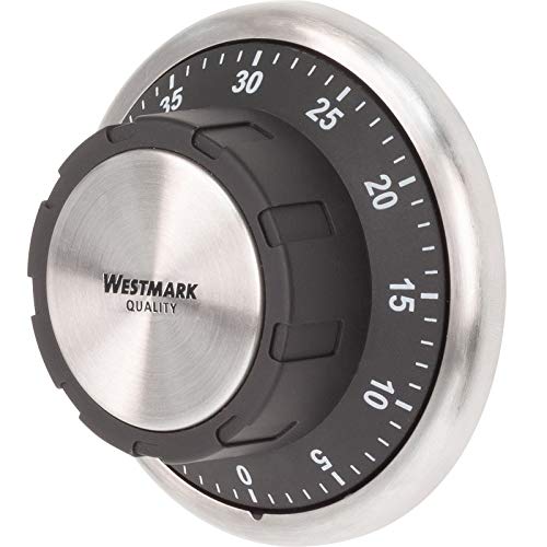 Westmark Timer da cucina, Meccanico, Magnetico, 1-60 minuti, Acciaio inox/Plastica, Redondo, Antracite/Argento,