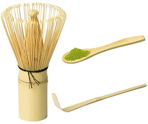 Ulable Frusta in bambù Chasen, per matcha, frusta matcha, pala tradizionale, cucchiaino, per la cerimonia del tè giapponese, disponibile con setole di bambù, 60-70 prongs