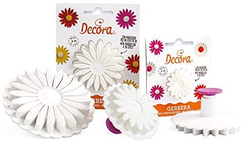 Decora Stampo ad Espulsione Gerbera, Plastica, Bianco, Diametro 4 cm