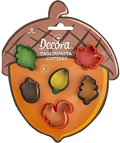 Decora Set 6 Tagliapasta Mini Foglie Autunnali In Plastica, Il Kit Ideale per Creare zioni in Pasta di Zucchero o di Gomma, Made in Italy, Design originale. Confezione da 6 pezzi.