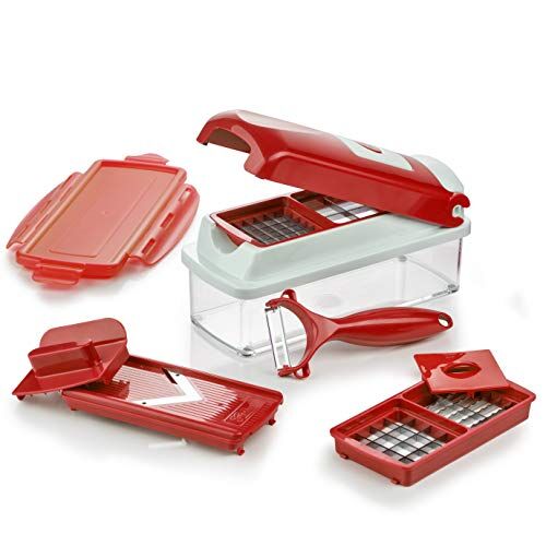 Genius Nicer Dicer Smart (9 pezzi) in rosso per frutta e verdura, tagliare a cubetti – perfetto per preparare piatti di frutta e verdura, 22,2 x 10 x 8,19 cm