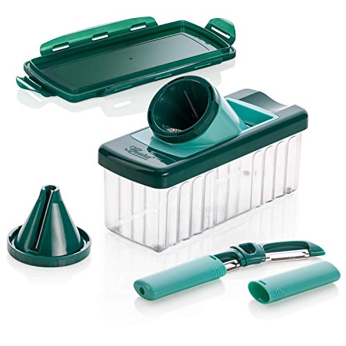 Genius Julietti Plus (9 pezzi) Affettatrice spriale per vari tipi di verdure, colore: Verde