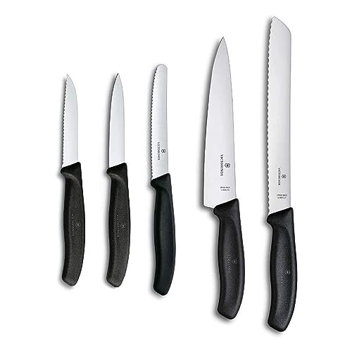Victorinox Swiss Classic, set coltelli da cucina (5 pezzi) in confezione regalo, con lame in acciaio inox, nero