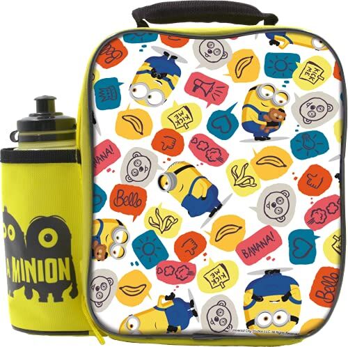 Universal Minions Set Lunch Box Bag con Borraccia, Contenitore Alimenti per bambini, Borsa Termica Porta Pranzo Merenda