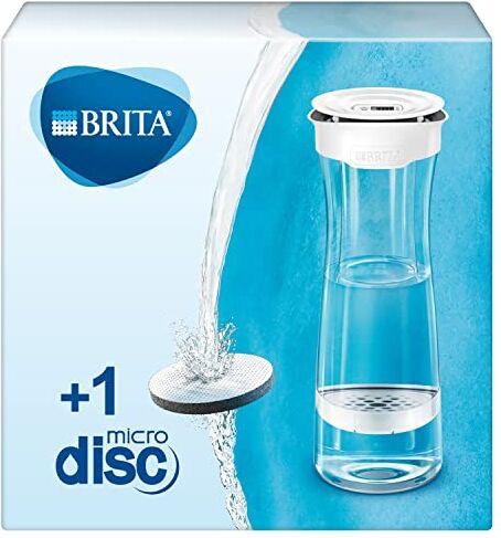 Brita Bottiglia filtrante per acqua, Bianca (1.3l) incl. 1 filtro MicroDisc per la riduzione di cloro, erbicidi, pesticidi e impurità