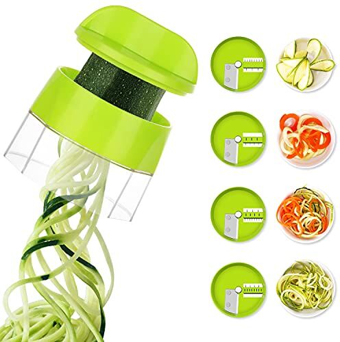 Sedhoom Direct Spaghetti di Zucchine Attrezzo 4 in 1 Affetta Verdure Taglia Verdure Spaghetti di Verdure Affettaverdure Tagliaverdure Rotanti Grattugia Trita Verdure Super Giulietti Grattugia per Cetrioli Zucchini