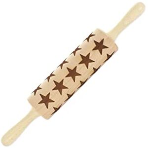 Fackelmann Mattarello in legno, mattarello a motivo stelle di Natale, legno, 40 x 6 cm Fackelmann Mattarello in legno, mattarello a motivo stelle di Natale, legno, 40 x 6 cm