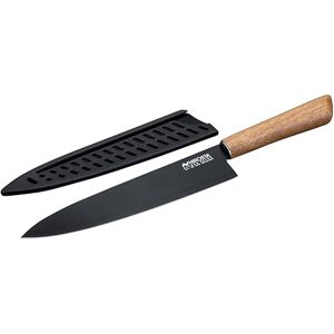 Nirosta Coltello Chef da cucina in acciaio inox, lama con rivestimento antiaderente, manico in acacia 100% FSC, coltello con custodia protettiva, lavare a mano, dimensione 34 cm, Linea Flow Nirosta Coltello Chef da cucina in acciaio inox, lama con rivestimento antiaderente, manico in acacia 100% FSC, coltello con custodia protettiva, lavare a mano, dimensione 34 cm, Linea Flow
