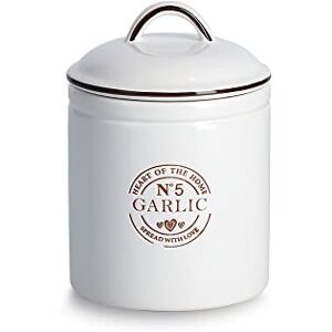 Zeller Barattolo "Garlic", 880 ml, in ceramica, colore: bianco, ca. Ø 12 x 17,5 cm, contenitore Zeller Barattolo "Garlic", 880 ml, in ceramica, colore: bianco, ca. Ø 12 x 17,5 cm, contenitore