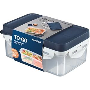 LocknLock TO GO Contenitore per il pranzo con scomparti e posate, 1,00 l, 207 x 137 x 88 mm, 3 scomparti e posacenere per salsa, 100% aria e impermeabile, adatto per lavastoviglie e microonde, senza LocknLock TO GO Contenitore per il pranzo con scomparti e posate, 1,00 l, 207 x 137 x 88 mm, 3 scomparti e posacenere per salsa, 100% aria e impermeabile, adatto per lavastoviglie e microonde, senza