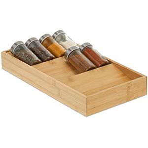 Relaxdays Portaspezie in bambù per Il Cassetto, Organizer per Spezie, 3 Ripiani, Spice Rack, 5 x 20 x 38 cm, Naturale Relaxdays Portaspezie in bambù per Il Cassetto, Organizer per Spezie, 3 Ripiani, Spice Rack, 5 x 20 x 38 cm, Naturale