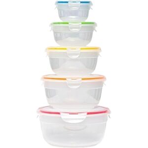 LocknLock Classic Set di 5 contenitori salvafreschezza, colorati, 250 ml, 480 ml, 850 ml, 1,4 l, 2,1 l, 100% aria e impermeabile, senza BPA, per congelatore e frigorifero, lavabili in lavastoviglie e LocknLock Classic Set di 5 contenitori salvafreschezza, colorati, 250 ml, 480 ml, 850 ml, 1,4 l, 2,1 l, 100% aria e impermeabile, senza BPA, per congelatore e frigorifero, lavabili in lavastoviglie e