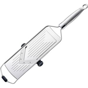 RÖSLE Mandolina con Lama a V, Utensile, per Verdure come Cetrioli o Pomodori, 5 Spessori di Taglio, Acciaio 18/10, con Base in Silicone, Incluso Supporto Salva Dita e Custodia Protettiva RÖSLE Mandolina con Lama a V, Utensile, per Verdure come Cetrioli o Pomodori, 5 Spessori di Taglio, Acciaio 18/10, con Base in Silicone, Incluso Supporto Salva Dita e Custodia Protettiva
