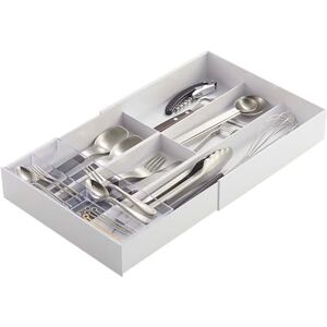 YAMAZAKI 3382 TOWER Extendable Cutlery Tray, white, ABS Resin/PS Resin, 25 x 24.6 x 5.7 cm YAMAZAKI 3382 TOWER Extendable Cutlery Tray, white, ABS Resin/PS Resin, 25 x 24.6 x 5.7 cm