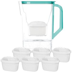 Wessper Caraffa Filtrante con Filtri, Caraffa per Frigorifero da 2,7 Litri, Cartucce per Acqua con Carbone Attivo e Rresina a Scambio Ionico, Caraffe e set di 6 Filtro Menta Wessper Caraffa Filtrante con Filtri, Caraffa per Frigorifero da 2,7 Litri, Cartucce per Acqua con Carbone Attivo e Rresina a Scambio Ionico, Caraffe e set di 6 Filtro Menta
