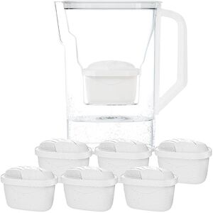 Wessper Caraffa Filtrante con Filtri, Caraffa per Frigorifero da 2,7 Litri, Cartucce per Acqua con Carbone Attivo e Rresina a Scambio Ionico, Caraffe e set di 6 Filtro Bianco Wessper Caraffa Filtrante con Filtri, Caraffa per Frigorifero da 2,7 Litri, Cartucce per Acqua con Carbone Attivo e Rresina a Scambio Ionico, Caraffe e set di 6 Filtro Bianco