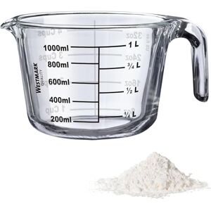 Westmark Misuratore, capacità di riempimento: 1 l, adatto al forno, microonde, congelatore, vetro borosilicato, trasparente/nero Westmark Misuratore, capacità di riempimento: 1 l, adatto al forno, microonde, congelatore, vetro borosilicato, trasparente/nero