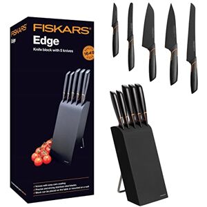 Fiskars Ceppo di design con 5 coltelli, Larghezza: 15,5 cm, Altezza: 37 cm, Betulla, Nero, Edge, 1003099 Fiskars Ceppo di design con 5 coltelli, Larghezza: 15,5 cm, Altezza: 37 cm, Betulla, Nero, Edge, 1003099