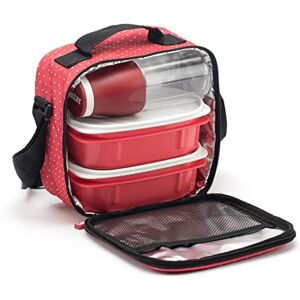 TATAY Borsa Termica Porta Pranzo Impermeabile Urban Food&Drink Casual 3L 2 Contenitori 0,5L + 1 Bottiglia 0,4L Triplo Strato Isolante, Semirigida Tasca Interna 22,5x10x22 cm, Pois Rossi TATAY Borsa Termica Porta Pranzo Impermeabile Urban Food&Drink Casual 3L 2 Contenitori 0,5L + 1 Bottiglia 0,4L Triplo Strato Isolante, Semirigida Tasca Interna 22,5x10x22 cm, Pois Rossi