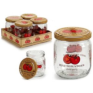Herevin Arte Regal set 4 BARATTOLO Vetro conserva Pomodoro 425 CC, Trasparente E Rosso Herevin Arte Regal set 4 BARATTOLO Vetro conserva Pomodoro 425 CC, Trasparente E Rosso