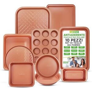 Set di Teglie da Forno in Rame Nutrichef - Teglie e Biscotti - 10 Pezzi Set di Teglie da Forno in Rame Nutrichef - Teglie e Biscotti - 10 Pezzi