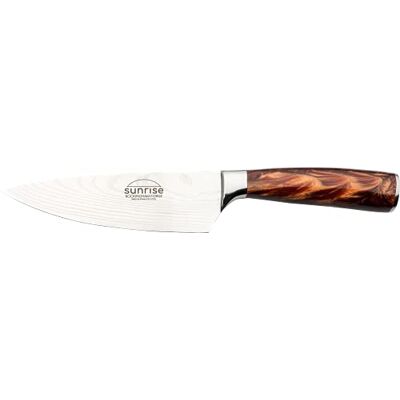 Rio Coltello da chef Sunrise Collection 6", acciaio inossidabile con manici in resina, marrone ambrato Rio Coltello da chef Sunrise Collection 6", acciaio inossidabile con manici in resina, marrone ambrato