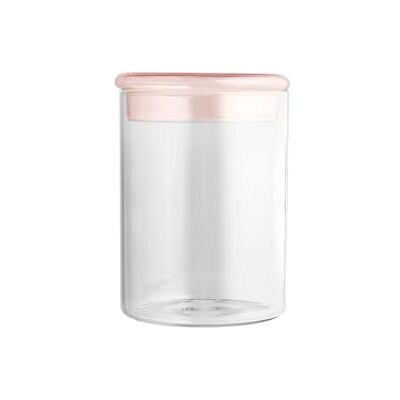 H&H -Daylight Barattolo in Vetro Borosilicato Trasparente con Tappo Rosa, 0,9 Lt – Elegante Contenitore per Cucina e Conservazione H&H -Daylight Barattolo in Vetro Borosilicato Trasparente con Tappo Rosa, 0,9 Lt – Elegante Contenitore per Cucina e Conservazione