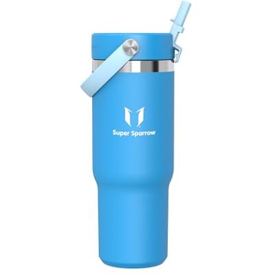 Super Sparrow Sparrow Borraccia Termica con Cannuccia 20Oz/30Oz/40Oz -Bicchiere Termico Borracce Termiche Acciaio Inox, Bottiglia Termica Tazza Mug, Antigoccia senza BPA, Caldo e Freddo, Lavastoviglie, per Auto Super Sparrow Sparrow Borraccia Termica con Cannuccia 20Oz/30Oz/40Oz -Bicchiere Termico Borracce Termiche Acciaio Inox, Bottiglia Termica Tazza Mug, Antigoccia senza BPA, Caldo e Freddo, Lavastoviglie, per Auto