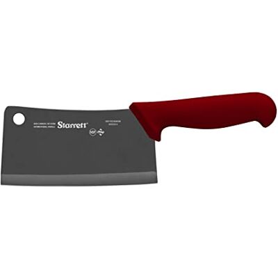 Starrett Coltello da Mannaia da Cucina in Acciaio Inox Dello Chef, Ampio Profilo Rettangolare, 8 Pollici (200 mm), Manico Rosso Starrett Coltello da Mannaia da Cucina in Acciaio Inox Dello Chef, Ampio Profilo Rettangolare, 8 Pollici (200 mm), Manico Rosso