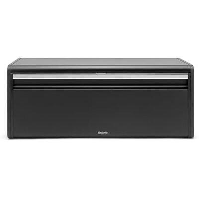 Brabantia Fall Front Portapane- Grande Contenitore da Banco per Pane, Bagel, Panini, Design Salvaspazio con Piano d'Appoggio, Matt Black Brabantia Fall Front Portapane- Grande Contenitore da Banco per Pane, Bagel, Panini, Design Salvaspazio con Piano d'Appoggio, Matt Black